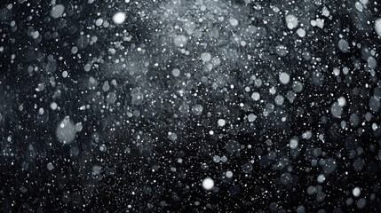 Obraz premium Texture of rain and fog on a black background overlay effect, Abstract splashes of Rain and Snow Overlay Freeze motion of white particles on black background