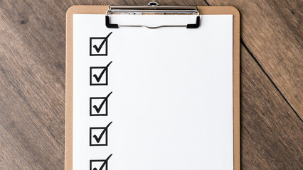 Clipboard and checklist with tick marks 
