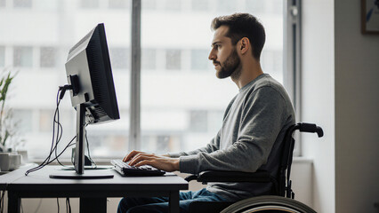 Person with disability working at computer 