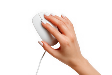 Woman's hand using a computer mouse.