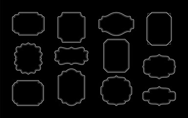 Set of vintage decorative frames isolated on white background. Vector illustration.