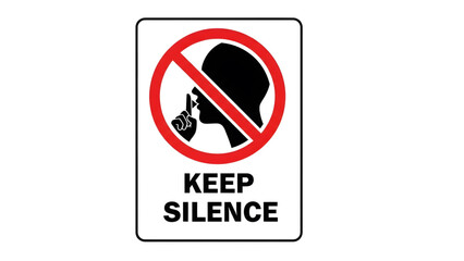 Keep silence prohibition sign No talking red circle Finger-to-lips prohibition badge 