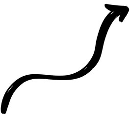 Hand-drawn black arrow pointing up and to the right on white background