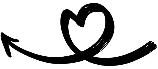 Hand-drawn Grunge Heart and Arrow Symbol Illustration