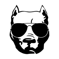 Pitbull with sunglasses, dog with sunglasses svg cut file. Isolated vector illustration
