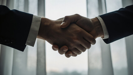 Handshake in front of window light 