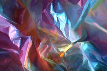 Fototapeta premium Iridescent plastic crumpled texture background