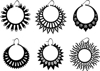 Fototapeta premium Tribal Radiance: Bold Sunburst Hoop Earring Collection