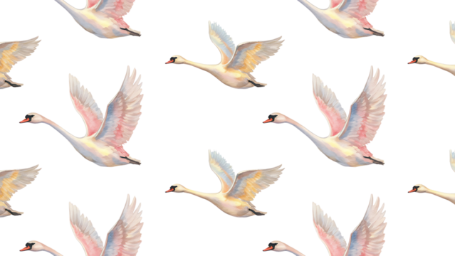 watercolor swan  is flying