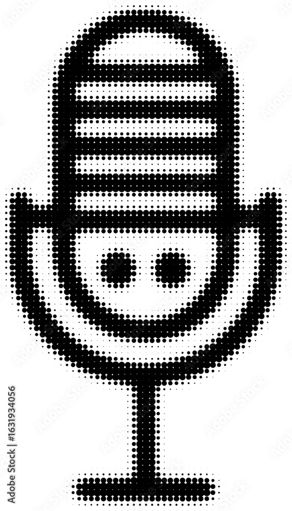 Poster retro microphone illustration with halftone dot pattern design