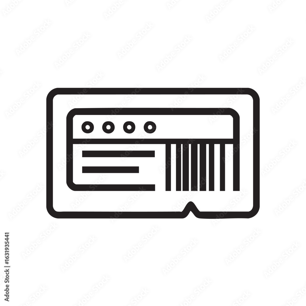 Poster a simple icon of a computer ram stick with a barcode.