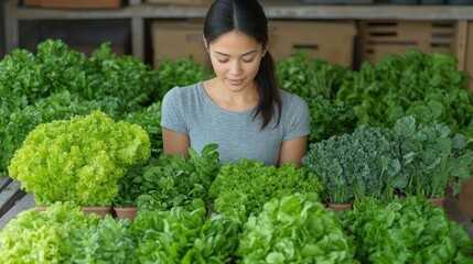 hispanic woman holding potted plant