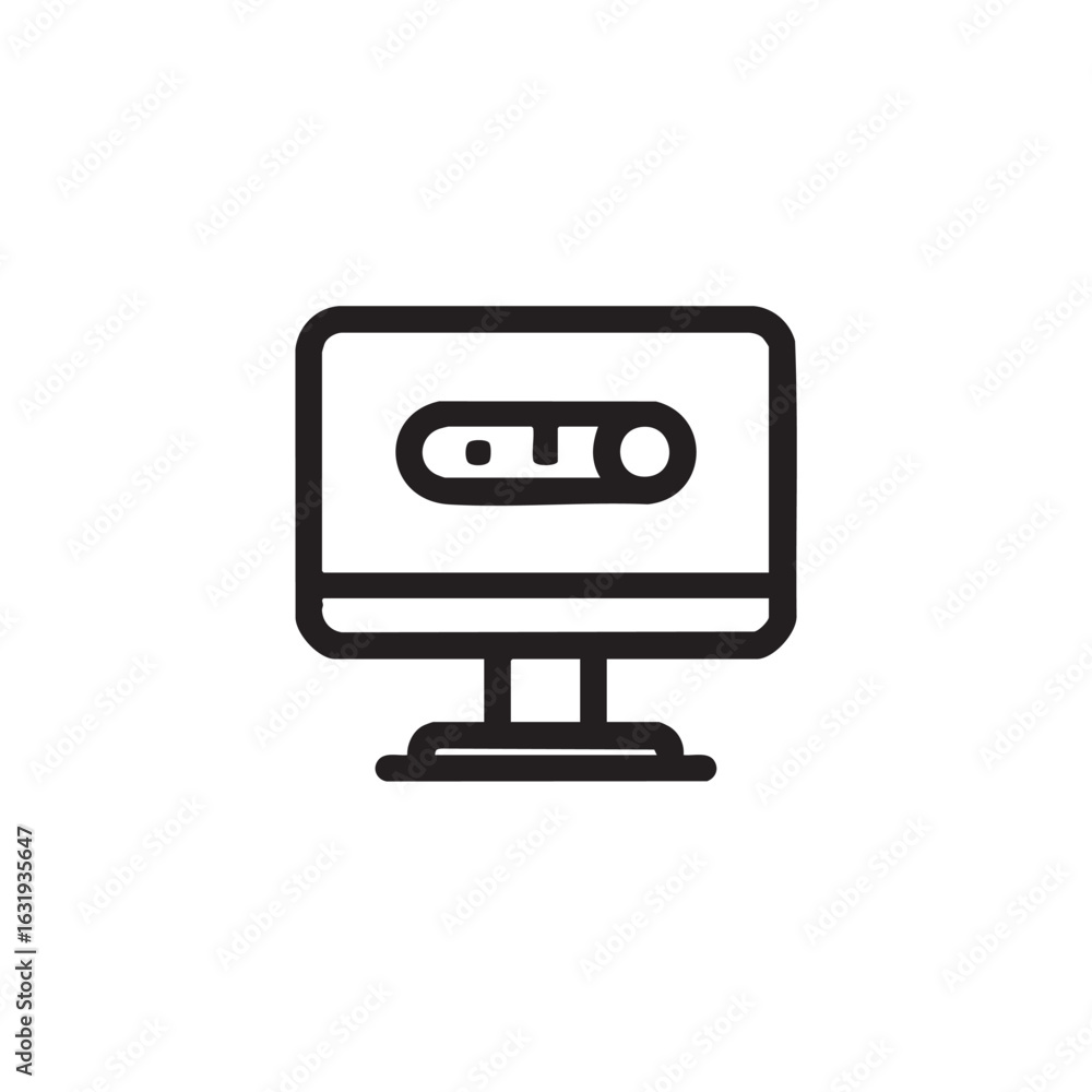 Poster an icon of a computer monitor with a toggle switch on the screen.