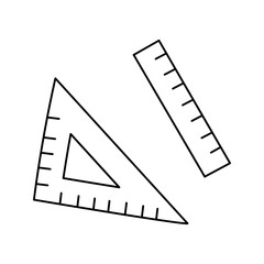 School rulers. Back to school concept. School supplies. Simple doodle illustration, object isolated on white background