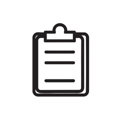 Fototapeta premium A black and white line drawing of a clipboard with a document.