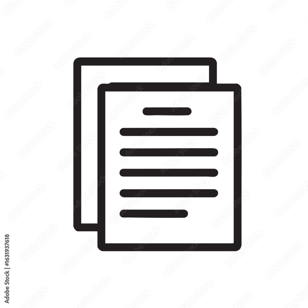 Aufkleber a simple line drawing of two overlapping pages of text