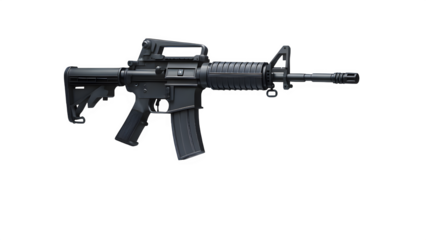 Futuristic Anti-Gravity M4 Rifle with HUD Overlay – Transparent PNG