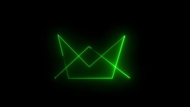 "Glowing  Neon Crown Outline on Dark Background"