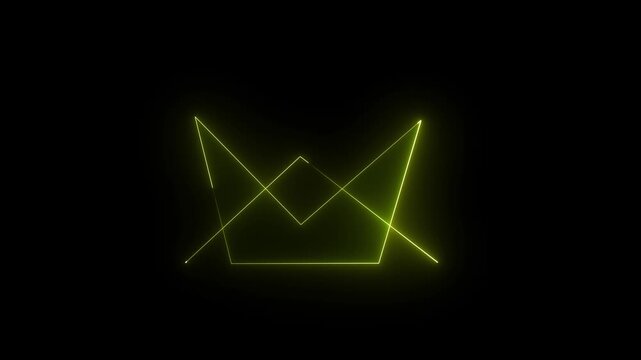 "Glowing  Neon Crown Outline on Dark Background"