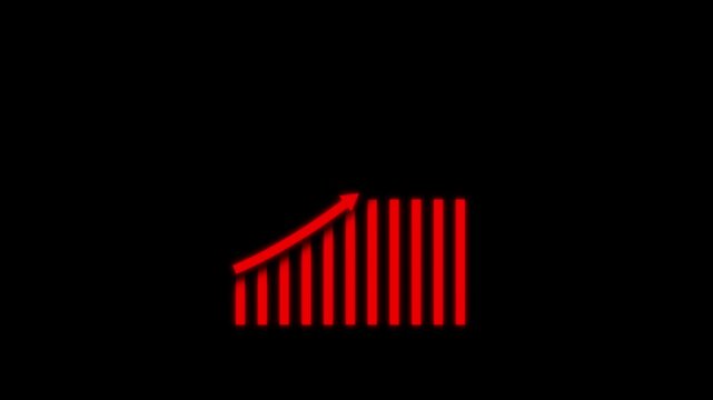 Animation data stock market business infographics Red  color Graf animation with arrow grid background .