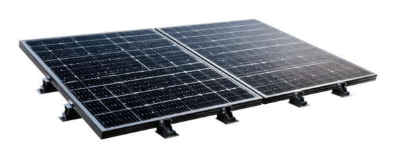 Two solar panels mounted on a metal frame