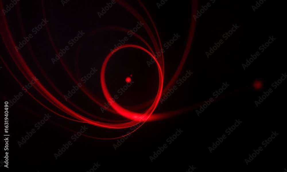 Poster mesmerizing abstract red light trails spiral intensely around a bright central point against a deep,