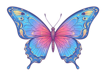 Vibrant Blue and Pink Butterfly Illustration: Perfect for Design Projects, Prints, and Branding