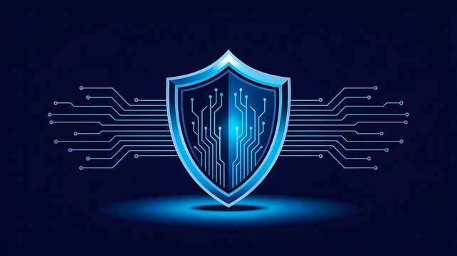 Cyber security shield with digital protection design