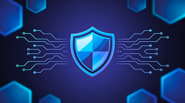 Cyber security shield with digital protection design
