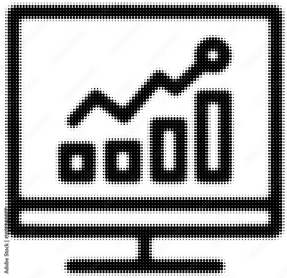 Poster monitor icon displaying upward graph vector, data analysis concept