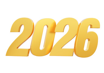 Start up New Year Golden 2026 design growth focus marketing economy successful new innovation technology on isolated background. 3d render illustration