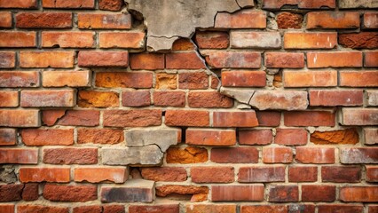 Obraz premium Weathered brick wall with a visible crack