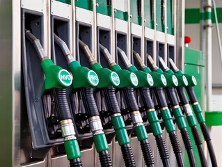 Row of HVO Fuel Nozzles at Industrial Station