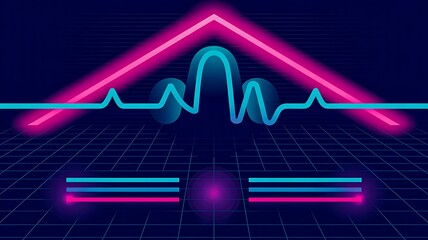 Futuristic digital heartbeat monitor screen with neon pulse line
