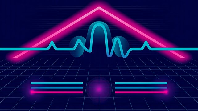 Futuristic digital heartbeat monitor screen with neon pulse line
