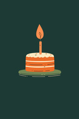 Birthday cake with candle illustration