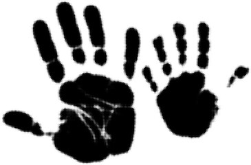 Black handprints with halftone texture concept