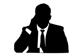 頭痛に苦しむビジネスマンのシルエット