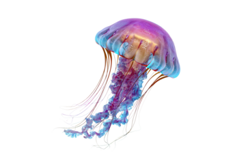 Vibrant jellyfish floating gracefully isolated on transparent background