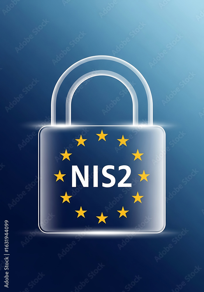 Poster european union network and information security directive symbolizing cybersecurity and data protect