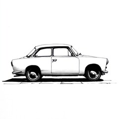 Side view of a vintage car drawing
