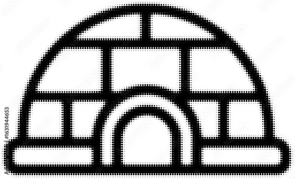 Poster black and white line drawing of an igloo in a simplistic design style
