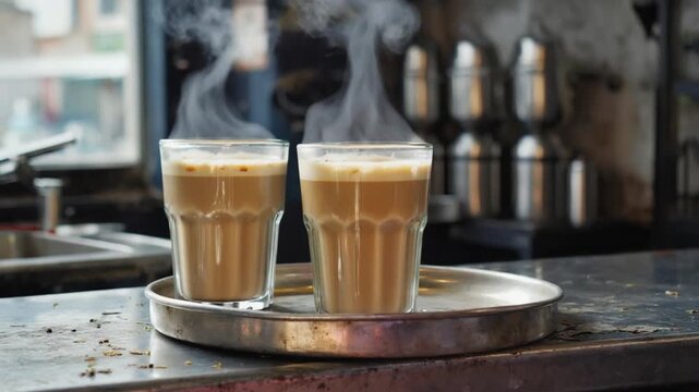 indian tea, cutting chai in mumbai cafe video