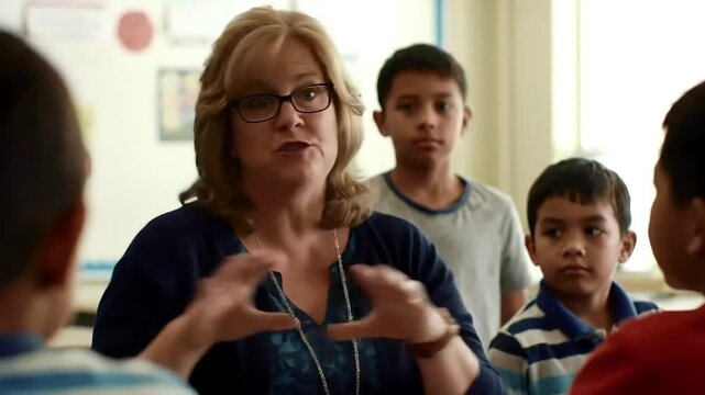 Teacher Engaging Students Classroom.