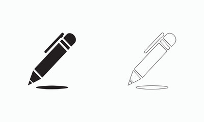 Vector Illustration of Two Pen Icons, Black and White

