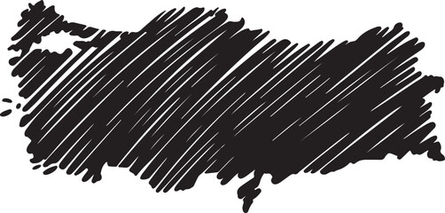 Naklejka premium Turkey Map Sketch Style Outline, Country Border Shape, Black Silhouette Vector