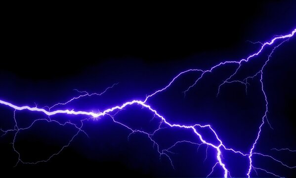 A striking purple lightning bolt illuminates the dark night sky, showcasing the raw power and electrifying beauty of a storm.