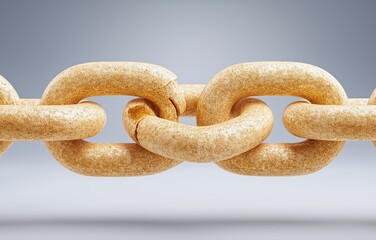 Broken link in supply chain chain, highlighting disruptions with minimalist design and neutral background