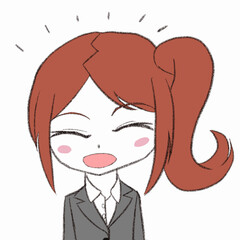 笑っているスーツを着た女性