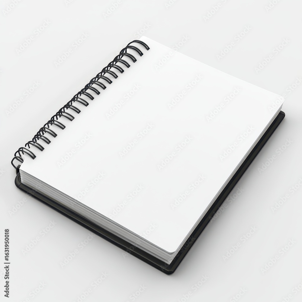 Poster blank spiral-bound notebook resting on a plain surface.